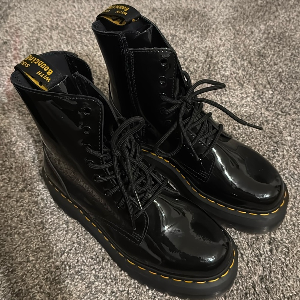 Dr.Marten Jadon Patent Black Leather Platform Boots